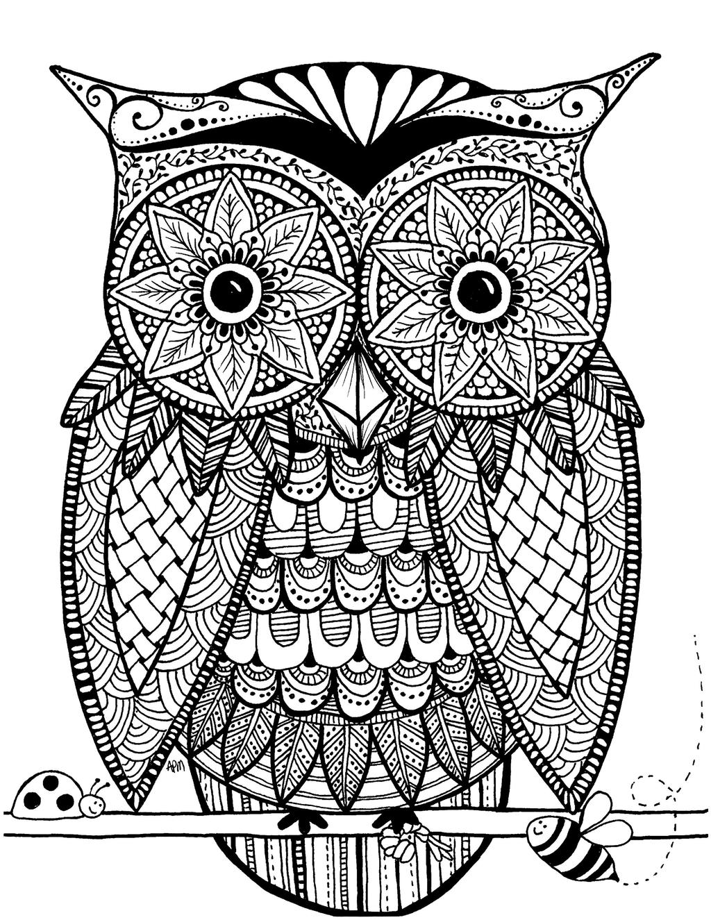 zentangle owl coloring pages - photo #15