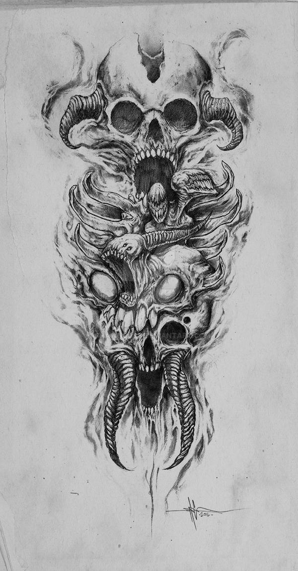 Skully Demon Abomination sleeve by ShawnCoss on DeviantArt