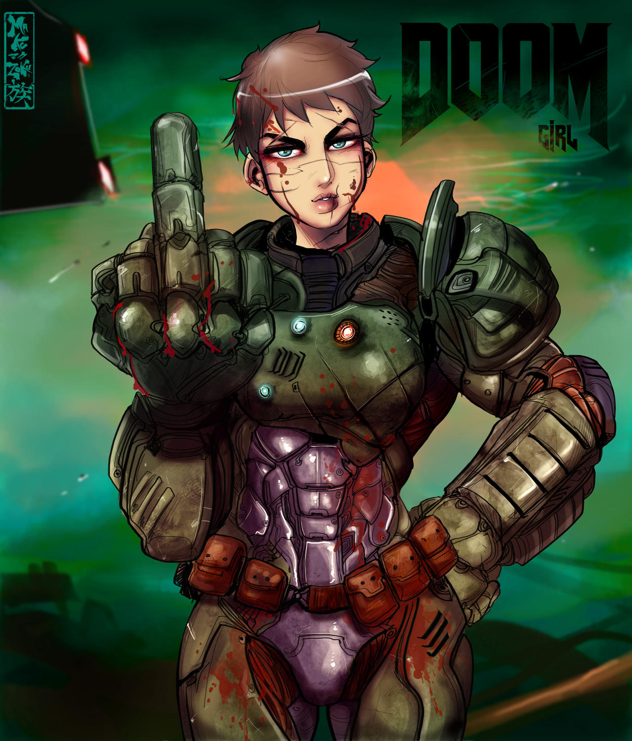 Doom Gal -No helmet version by MaKuZoKu on DeviantArt