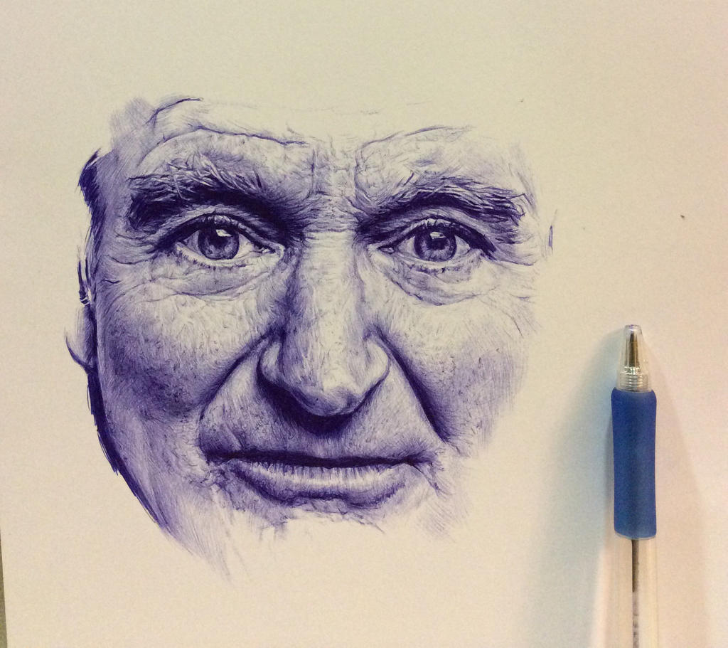 WIP: Ballpoint pen drawing of Robin Williams by chaseroflight on DeviantArt